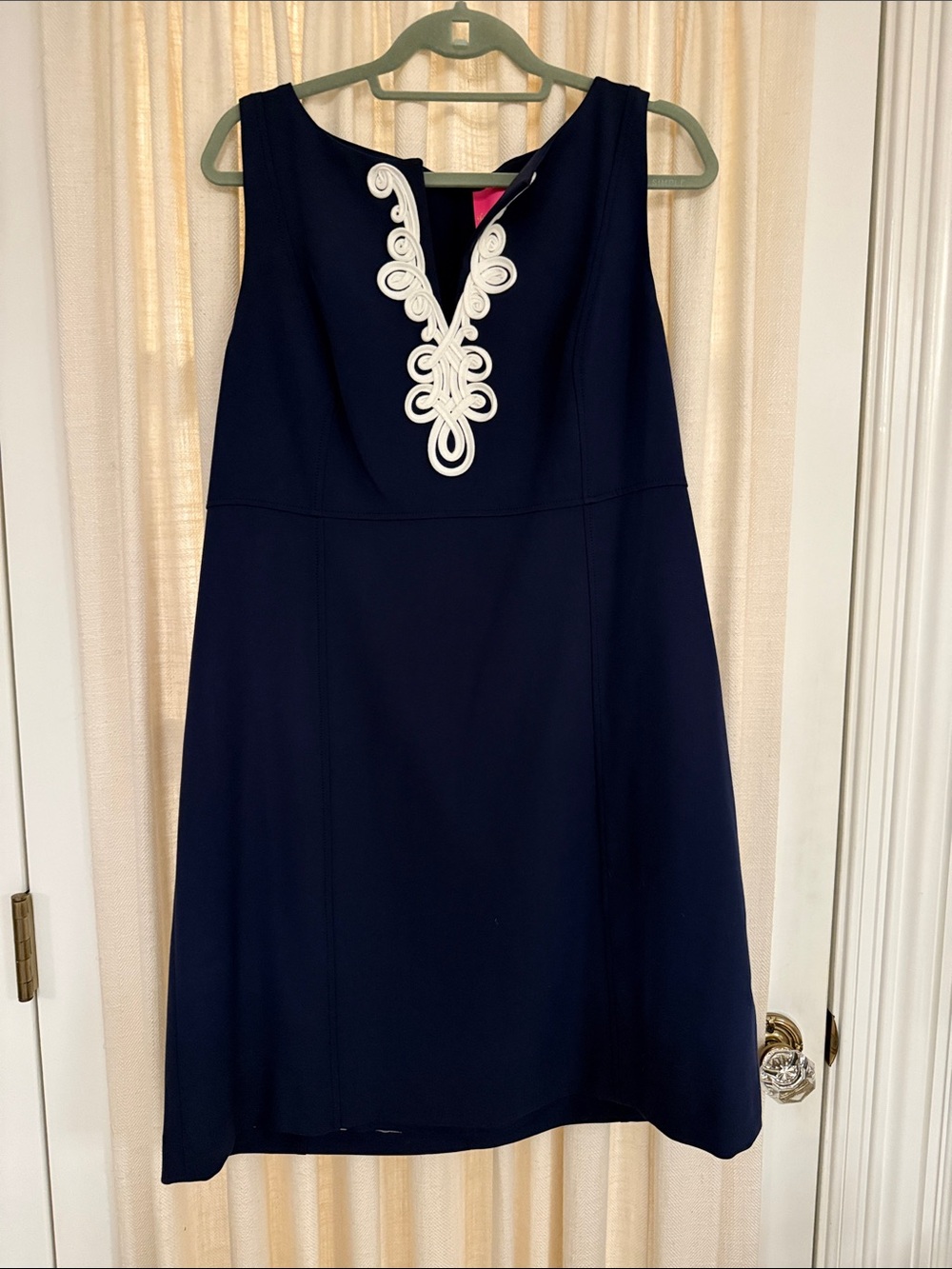 Lilly Pulitzer Navy Sleeveless Mini Dress with White Embroidered V-Neck